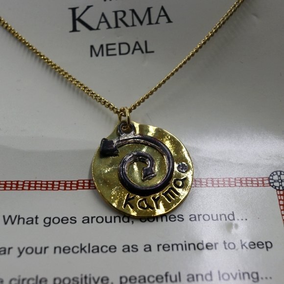 Karma Medal Necklace New on Card - Picture 1 of 6